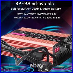 120V 96V 84V Li-ion LiFePo4 Lithium Battery Charger Charging Adjustable 3A-9A AK