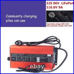 120V/96V/84V Li-ion LiFePo4 Lithium Battery Fast Charger Adjustable 3A- 9A