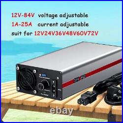 12V-84V 1A-25A Li-ion/LiFePo4 Lithium Battery Charger Voltage Current Adjustable