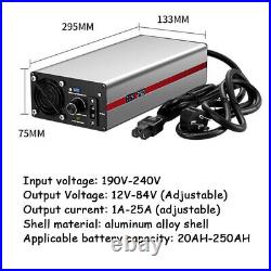 12V-84V Battery Charger Adjustable for Li-ion LiFePo4 Lithium Voltage Current SU
