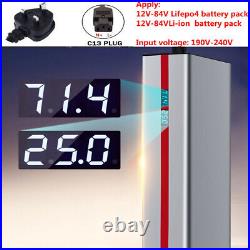 12V-84V Li-ion LiFePo4 Lithium Battery Charger Voltage Current Adjustable 1-25A