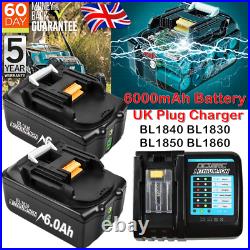 18V 6.0Ah Lithium ion LXT Battery/4A Charger For Makita BL1860 BL1830 BL1850 UK