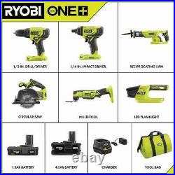 18-Volt ONE+ Lithium-Ion Cordless 6-Tool Combo Kit W (2) Batteries, Charger, Bag