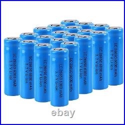 20Pcs Li-ion Rechargeable Batteries 26650 Battery 6000mAh 3.7V for Flashlight