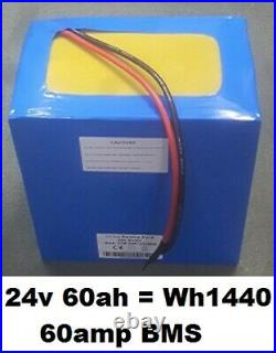 24v 60ah Li-ion Battery Inc Matched Charger Mobility Bike Cycle Battery Bank