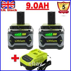 2X Genuine For RYOBI P108 18V One+ 9.0Ah Plus Battery P105 Lithium-Ion/Charger