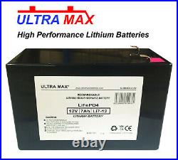 2 x ULTRA MAX 12V 7AH LITHIUM ION Battery Mobility AQUASOOTHE TraveLite LiFePO4