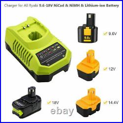 2x Battery/Charger 18V 9AH For Ryobi One+Plus P108 Lithium RB18L50 RB18L40 P104
