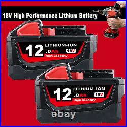 2x FOR Milwaukee 48-11-1812 M18 FUEL 18V 12.0Amp Lithium-Ion High Output Battery