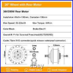 36V13Ah Battery+Charger 36V350W Ebike Conversion Kit 26 Rear Motor Freewheel