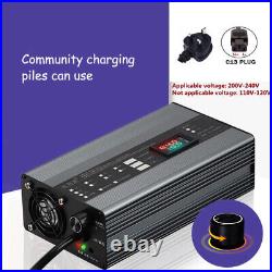 36/48/60/72V Li-ion LiFePo4 Lithium Battery Charge Fast Charger Adjustable 1-15A