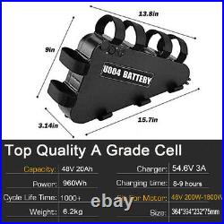 48V 52V 20Ah 28.8Ah Lithium ion Ebike Battery 750W-2000W Motor Electric Bicycle