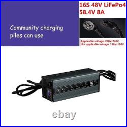 48V 60V 72V Li-ion LiFePo4 Lithium Battery Smart Charger Adjustable Current 1-8A