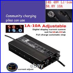 48/60/72V Li-ion Lifepo4 Lithium Battery Fast Charger Current Adjustable 1-10A