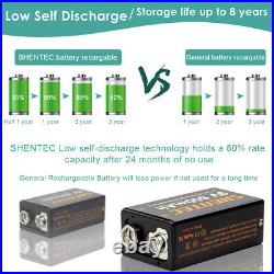 4× 800mAh 9V Block Li-Ion Rechargeable Battery Lithium-Ion PP3 6F22 9volt 6LR61