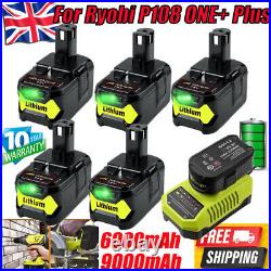 6.0AH 9 AH P108 Battery For Ryobi P108 18V One+ Plus Lithium-Ion RB18L40 P109 UK