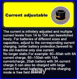 72V 60V 13S-24S Li-ion LiFePo4 Lithium Battery Smart Charger Current Adjust 15A