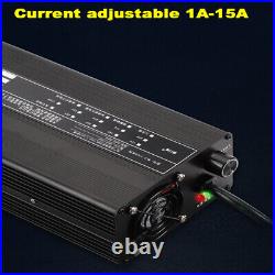 72V 60V 48V 13-24S Li-ion/LiFePo4 Lithium Battery Charger Current Adjustable 15A