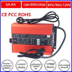 84V/96V/120V Li-ion LiFePo4 Lithium Battery Fast Charger Current Adjust 3A-9A