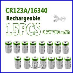 CR123A / 16340 700mAh USB Li-ion Rechargeable Battery 3.7V Type C Cable Charger