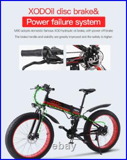 Ebike 48v 1000W Folding Cruiser Fat Tyre Shock Absorbers Electric Mountain Bike