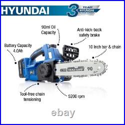 Hyundai 20V Lithium-Ion Battery Brushless Chainsaw 10 Oregon Bar Charger Inc