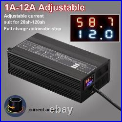 Lifepo4 Li-ion Lithium Battery Charger Fast Charger Curren Adjust 12A 8A
