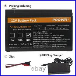 Lithium 12v 10A/20A Battery Charger Kit Deep Cycle Li-ion for Alarm System LED