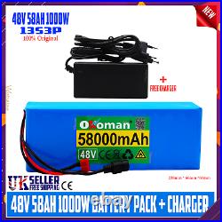 Lithium Ion Battery Pack For E-bike E-Scooter Rechargeable 48v 1000w 58000mah