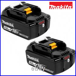 Makita Genuine Bl1850 B 18v 5.0ah Lithium Ion Battery X 2 With Led Indicator New