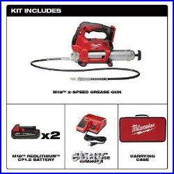 Milwaukee 2646-22CT M18 Grease Gun Kit with2 Batteries Case & Charger 14.5oz