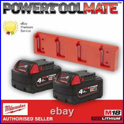 Milwaukee M18B4 18V 4.0Ah Lithium-Ion Battery Twin Pack With Battery Holder