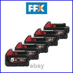 Milwaukee M18B5X5 Pack of Five M18 18v Red Lithium-Ion Battery 5ah