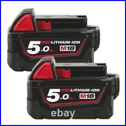 Milwaukee M18B5 18V 5Ah Twin Pack Red Lithium-Ion Genuine Batteries