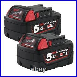 Milwaukee M18B5 18V 5Ah Twin Pack Red Lithium-Ion Genuine Batteries