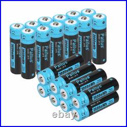 Pallus 1.5V AA AAA Rechargeable Lithium-Ion Batteries with Battery Charger LOT