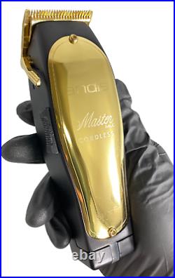 REAL 24K GOLD and Black Andis Master Cordless Lithium Ion Clipper #12470