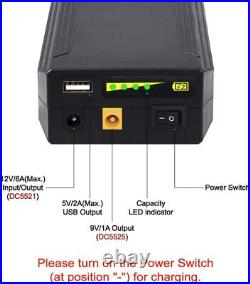 Rechargeable 72W 100WH 12V/8300mAh 9V/11000mAh 5V/20000mAh DC Output