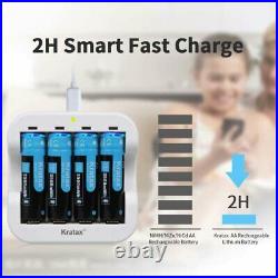 Rechargeable AA Lithium Batteries 3500mwh 1.5v Li-ion Batteries & Charger Lot