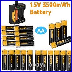 Rechargeable Lithium Li-ion Battery 3500mWh 1.5V AA Batteries and 4 Slot Charger