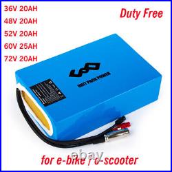 UPP 72V 60V 52V 48V 20Ah Waterproof Lithium Ebike Battery Electric Bike Battery